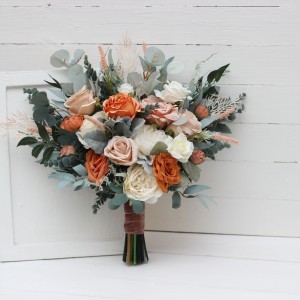 Wedding bouquets in rust ivory sage green colors. Bridal bouquet. Cascading bouquet. Faux bouquet. Bridesmaid bouquet. 5210 Wedding bouquets in rust ivory sage green colors. Bridal bouquet. Cascading bouquet. Faux bouquet. Bridesmaid bouquet. 5210