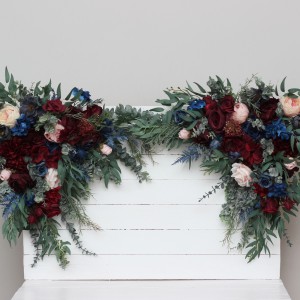  Set of 2 arrangements. Flower arch arrangement in burgundy navy blue blush pink colors.  Arbor flowers. Floral archway. Faux flowers for wedding arch. 5022
