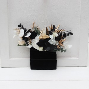 Pocket boutonniere in white black gold color scheme. Flower accessories. 5065