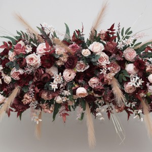  Flower arch arrangement in burgundy dusty rose blush pink colors.  Arbor flowers. Floral archway. Faux flowers for wedding arch.5256