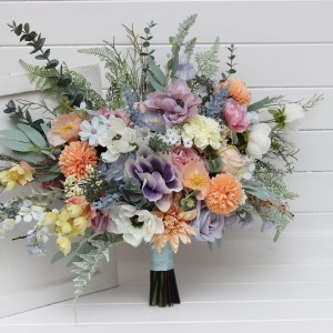 Summer and spring wedding. Colorful bouquet. Bridal bouquet. Wildflowers bouquet.  Bridesmaid bouquet. Peach purple dusty blue bouquet. Popies bouquet. 5266