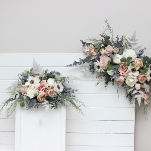  Flower arch arrangement in beige white gray blush pink colors.  Arbor flowers. Floral archway. Faux flowers for wedding arch. 5261