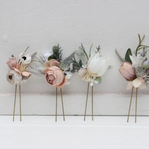  Set of  4 hair pins in beige white gray blush pink color scheme. Hair accessories. Flower accessories for wedding.  5261