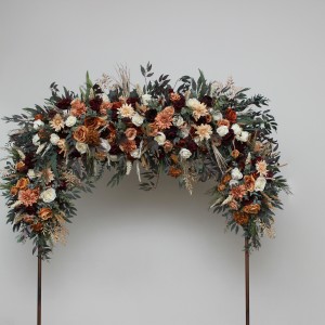  Flower arch arrangement in rust burgundy ivory colors.  Arbor flowers. Floral archway. Faux flowers for wedding arch. 5272