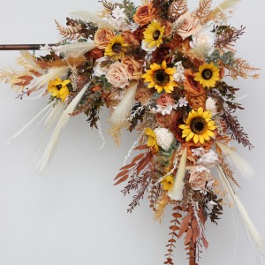 Flower arch arrangement in orange rust beige colors. Pampas grass .Arbor flowers. Floral archway. Sunflowers wedding arch. 5134 Flower arch arrangement in orange rust beige colors. Pampas grass .Arbor flowers. Floral archway. Sunflowers wedding arch. 5134
