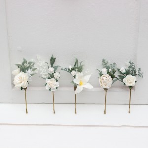  Set of  5 bobby pins in white color. Hair accessories. Hair pins. Flower accessories for wedding.  5288